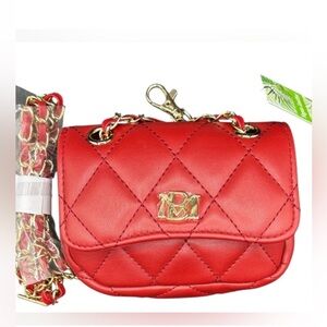 Badgley Mischka Red Quilted Vegan Leather Mini Bag NWT